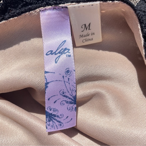 Alya Pullover Top Deep V in back Black and Tan Size Medium  D1220 - Picture 9 of 11